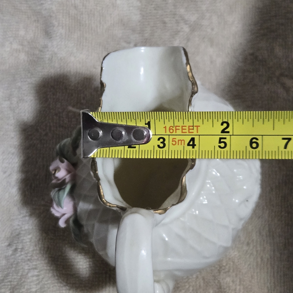 Vintage Porcelain Pitcher with 3D Pink Roses - Picture 7 of 7